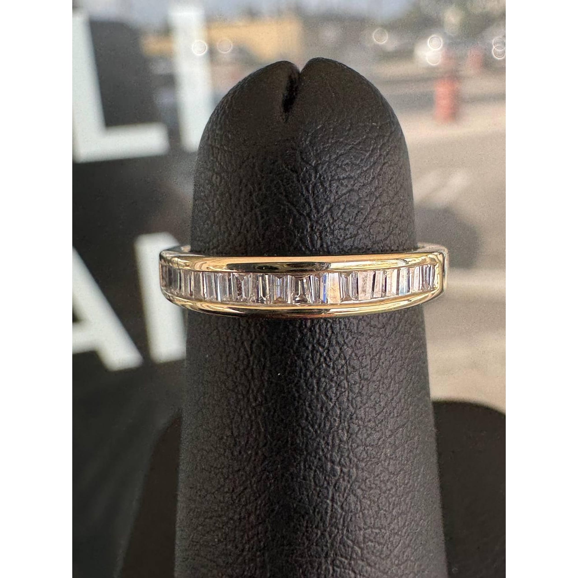 Trending 14K Yellow Gold Plated Silver Baguette Cut Diamond Wedding Engagement Band Ring