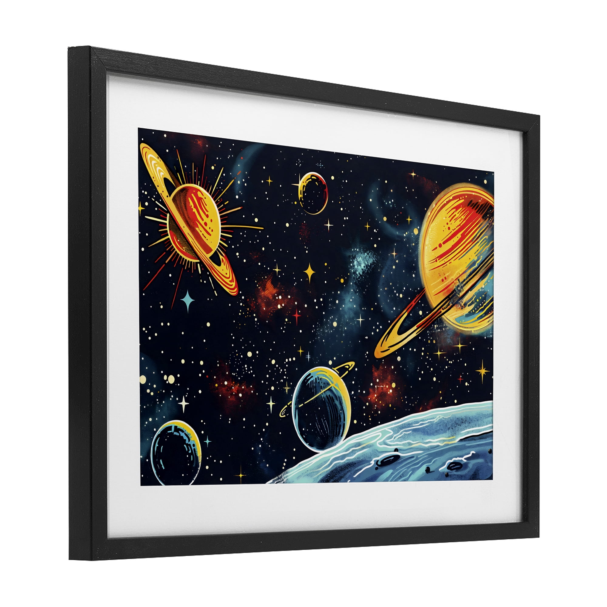 Stupell Industries Black Lit Galaxy Panorama Black Framed Print Under Glass, design by Creative Studio