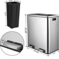 thumbnail image 2 of Arlopu 16 Gallon Dual Trash Can Recycle Bin, Stainless Steel Kitchen Step Garbage Can with Lid, Foot Pedal, 2 of 8