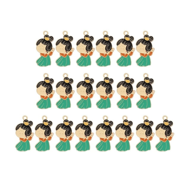 20 colgantes de aleación para niñas, dijes DIY con agujero, manualidades para la fabricación de joyas. Verde