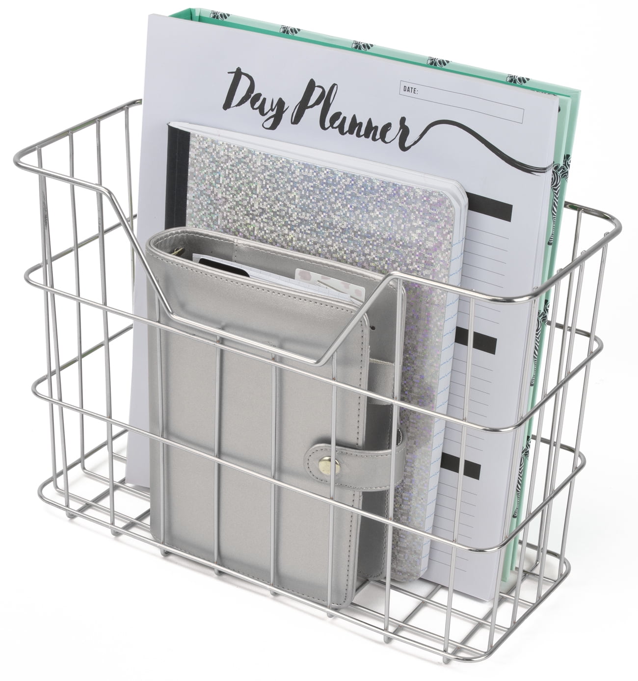 Wire Metal 5 in 1 Desk Organizer Set, Silver