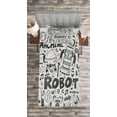 thumbnail image 3 of Ambesonne Geek Quilted Bedspread Set 2 Pcs, Space Geek Theme Sci Fi, Twin Size, Grey Pale Grey, 3 of 3