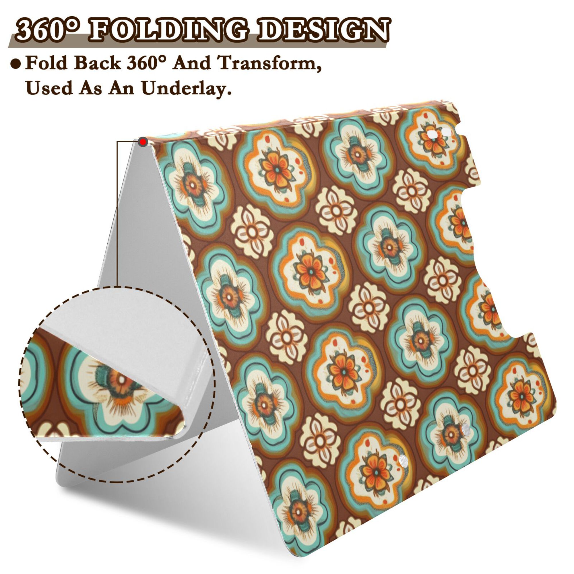 FORMRS A4 Clipboard Folder with Pen Holder Horizontal Foldable School Office Binder, Retro Blossom Flower