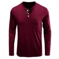 thumbnail image 4 of Tosmy Men's T-Shirts Men Spring Autumn Button Crew Neck Solid Color Long Sleeve Pocket Top Bottoming Shirt Mens Vintage Tee Shirts, 4 of 4
