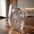 thumbnail image 2 of Yardvibe Artisanal Ringed Glassware, 3D Stemless Wine Glasses, Handcrafted Marine Animal Bar Glass, Coastal Home Decor Gift for Ocean Lovers (W), 2 of 6