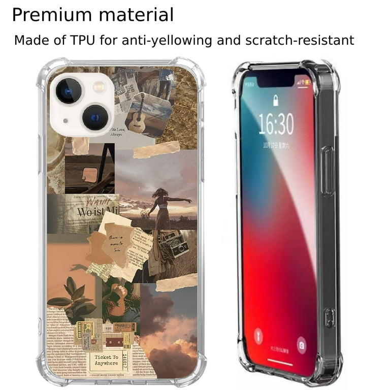Newspaper Collage Case for iPhone 13 Mini,Aesthetic Art Design TPU