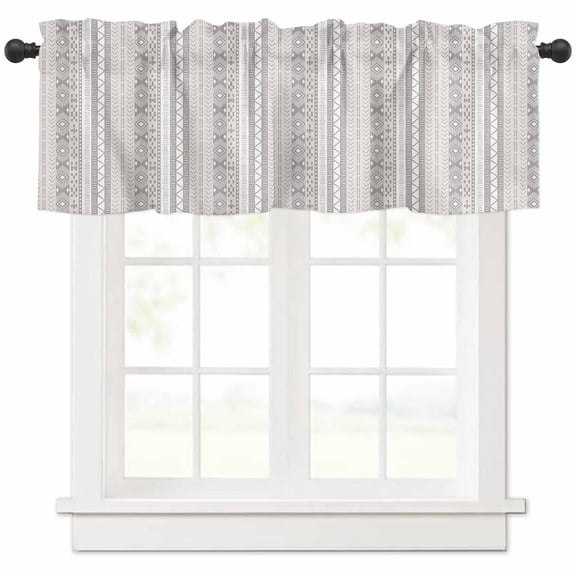 Hokiten Rod Pocket Curtain Valance, Boho Stripes Farmhouse Window Valance for Living Room, Bedroom, Kitchen Abstract Polka Dot Rustic Tribal Patterns 42"W x 18"L