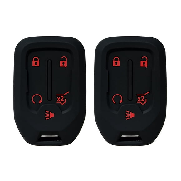 2 Pcs Smart Key Fob Cover Case Protector Fit for GMC Acadia Terrain Yukon Chevrolet Suburban Tahoe Keyless Entry Remote Fob Skin Jacket Holder Key Protection Case (Black with red)