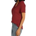 thumbnail image 3 of Women's Waffle Pattern T-shirt Loose V-neck Short Sleeve Pullover, 3 of 10