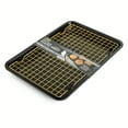thumbnail image 2 of Thyme & Table Non-Stick Rectangle Baking Sheet with Gold Cooling Rack - Black, 2 of 7