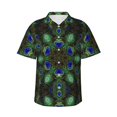 thumbnail image 2 of Yiaed Peacock Feathers Print Hawaiian Shirt for Men Short Sleeve Button Down Shirts Beach Shirts for Men-X-Large, 2 of 5
