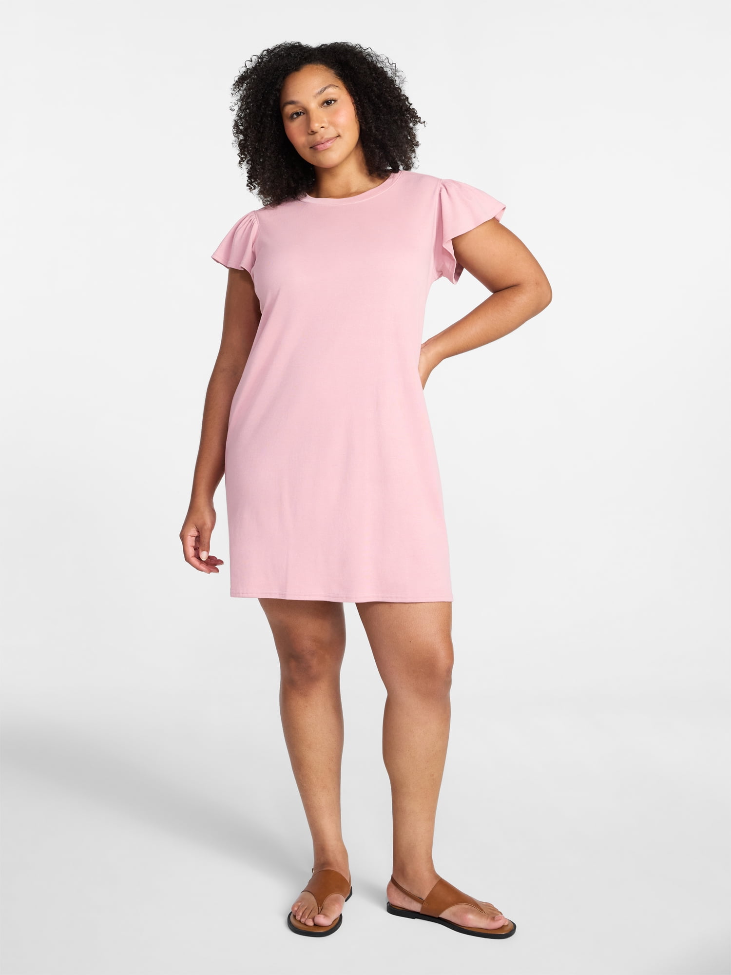 Time and Tru Women's Flutter Tee Dress, Sizes XS-XXXL