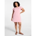 thumbnail image 2 of Time and Tru Women's Cotton T-Shirt Mini Dress with Flutter Sleeves, Sizes XS-XXXL, 2 of 6