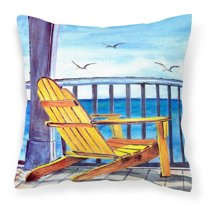 Carolines Treasures 8085-1PW1414 Yellow Adirondack Chair Fabric Decorative Pillow , 14Hx14W, multicolor