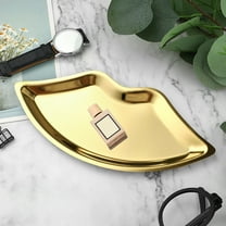 Stainless Steel Jewelry Storage Tray, Small Bedroom Cosmetic Organizer for Dining & Bathroom, Black Silver Rose, 9.45x4.33x0.39in