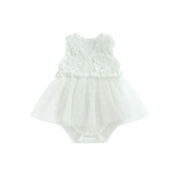 Bagilaanoe Newborn Baby Girl Romper Dress V Neck Flower Sleeveless Bodysuit 3M 6M 12M 18M Infant Patchwork One Piece Jumpsuit