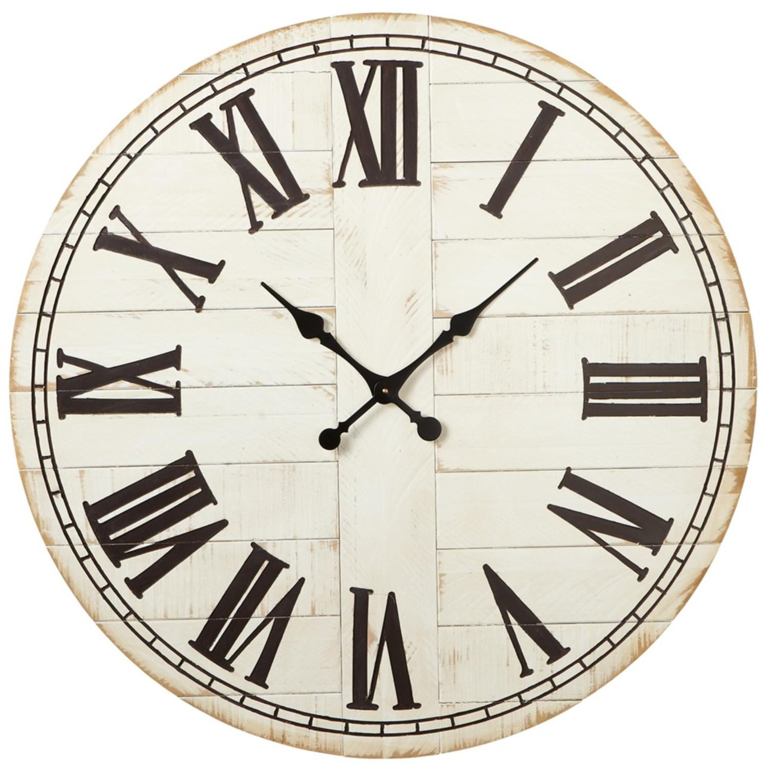 36.25" Weathered Whitewash Wall Clock with Black Roman Numerals