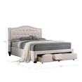 thumbnail image 5 of Buk Upholstered Tufted Full Bed with Storage, Nailhead Trim, Ivory Burlap - Saltoro Sherpi, 5 of 5