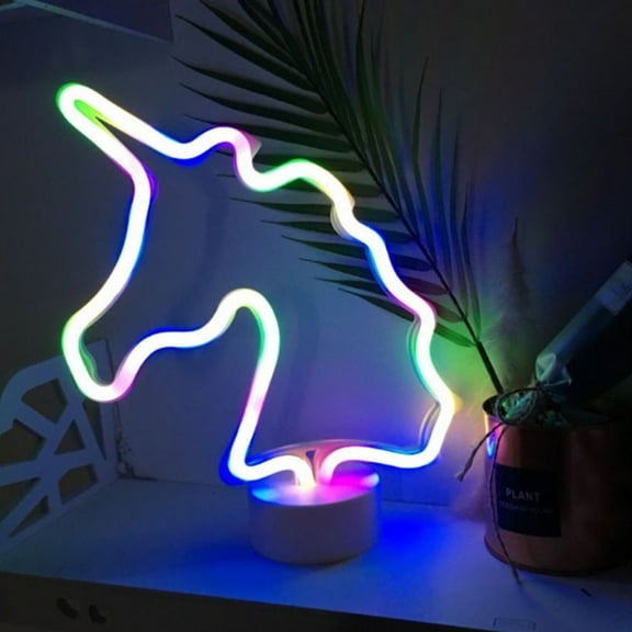 FRCOLOR Unicorn Shaped LED Light Post with Battery Case for Lighting White Plastic Wall Decoration 3.5