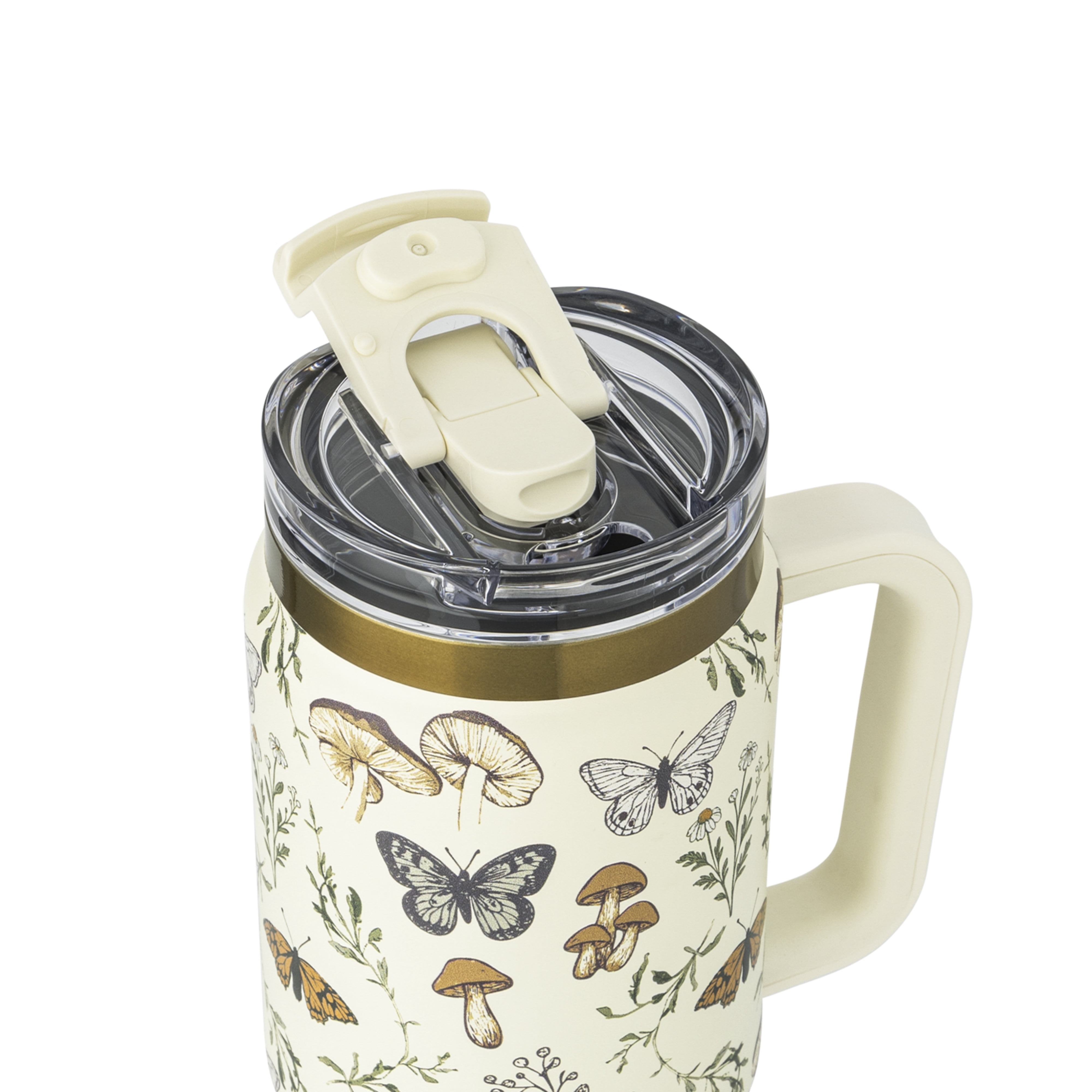 Thyme & Table 32oz Stainless Steel Luna Tumbler with Handle and Dual Straw Lid, Autumn