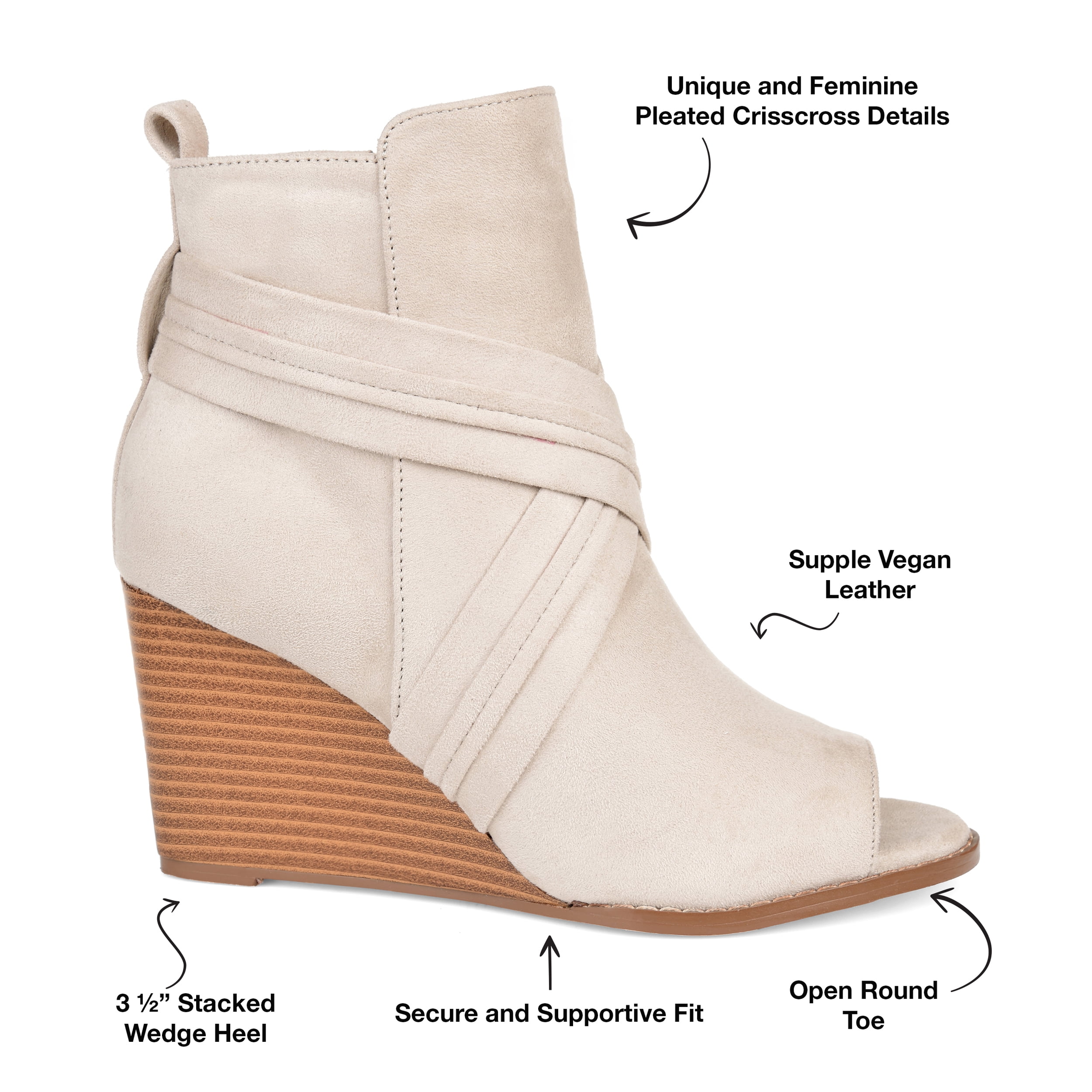 Journee Womens Sabeena Inside Zip Open Toe Wedge Booties