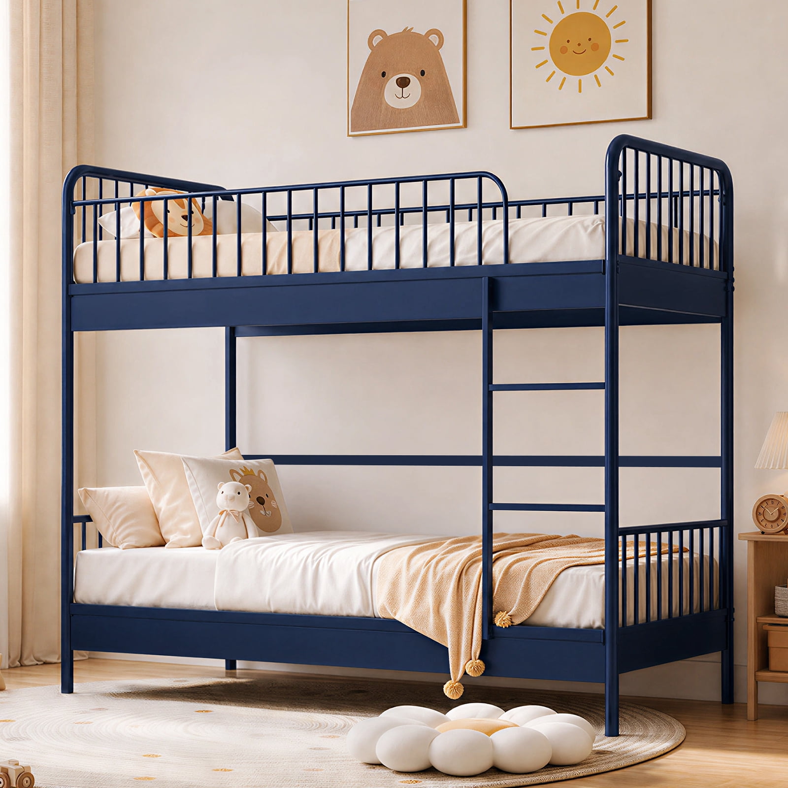 Mainstays Kids Twin-over-Twin Metal Bunk Bed, Blue