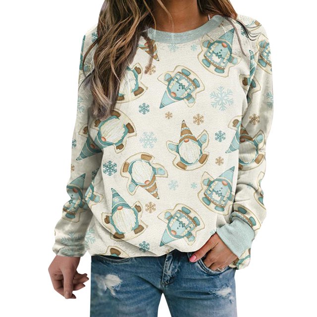 Femmes de Noël Sweatshirt Veste Mi-Longue Imprimé Mode Pull Col Rond Chaud Pull à Manches Longues Fermeture Cardigan Vacances Xmas Outwear