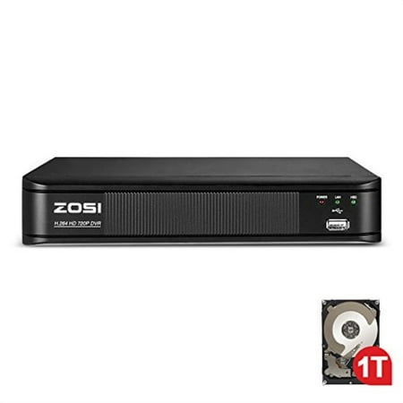 ZOSI 720p 8 Channel HDTVI 1080P Lite 4 in 1 Video Surveillance DVR Recorder with Hard Drive Builtin, P2P Technology, QR Code