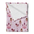 thumbnail image 2 of Fantasy Soft Flannel Fleece Blanket, Princes with Castle and Unicorn Stars Background Cartoon Drawing Style, Cozy Plush for Indoor and Outdoor Use, 50" x 60", Pale Mauve Brown Pink, by Ambesonne, 2 of 5