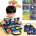 thumbnail image 4 of Busy Board Montessori Toys for Toddlers, Busy Book Sensory Toys for Boys Girls Birthday Gifts, Learning Educational Travel Activities, Blue, 4 of 8