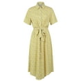 thumbnail image 2 of Women's Button Down Midi Dress, Short Sleeve Floral Print Belted Loose Shirt Dress, 2 of 14