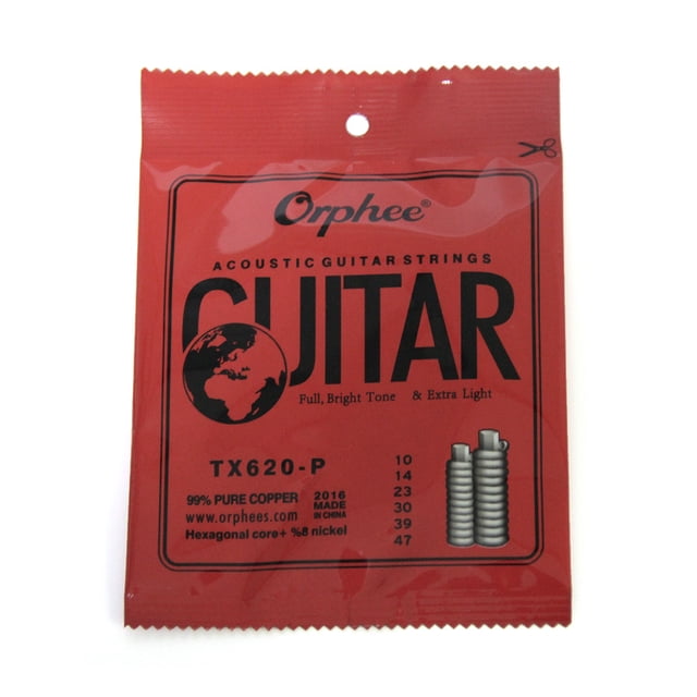 Cadena Orphee TX620-P Acústica Popular Guitarra Cuerdas de Acero 6pcs
