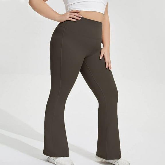 UQJfacai Womens Plus Size Flare Leggings Bootcut Yoga Pants Casual Stretchy High Waist Flared Pants Gmy Workout Leggings L-5XL