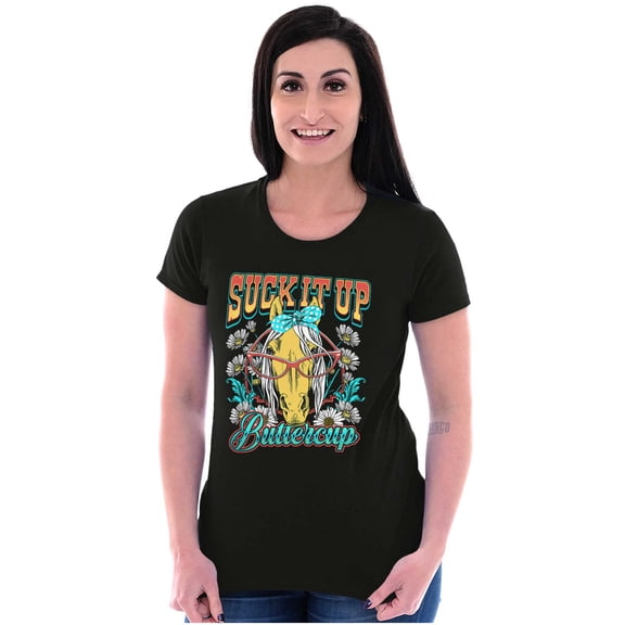 Funny Horse Suck It up Buttercup Womens Slim Fit Graphic Tee Brisco Brands S