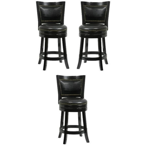 Home Square 24" Bristol Swivel Bar Stool in Black - Set of 3