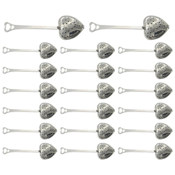 20 Pcs of Heart-Shaped Stainless Steel Tea Infuser Spoons for Loose Leaf Tea, Cute and Long-Lasting, Great for Tea Cups and Pots, Easy to Clean and Reusable