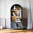 thumbnail image 4 of HIUU Black Arched Bookcase,Wooden 3 Tier Bookshelf,Rounded Black Bookshelf,Arched Kitchen Pantry Cabinet,Tall Display Cabinet for Living Room,Dining Room, 4 of 9