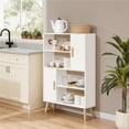 thumbnail image 3 of Yaheetech 4-Tier Modern Bookshelf with 2 Storage Cabinets and Open Display, White, 3 of 7