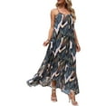 thumbnail image 1 of Liacowi Womens Summer High Low Ruffle Maxi Dress Spaghetti Strap Print Flowy Beach Long Dress, 1 of 6