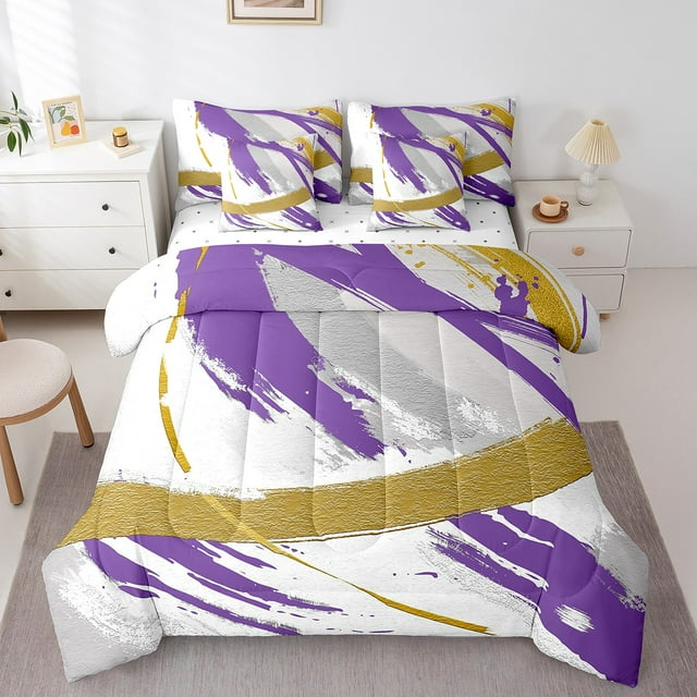 YST Gradient Abstract 7-Piece Comforter Set, King Size, Modern Bedding Sets & Collections