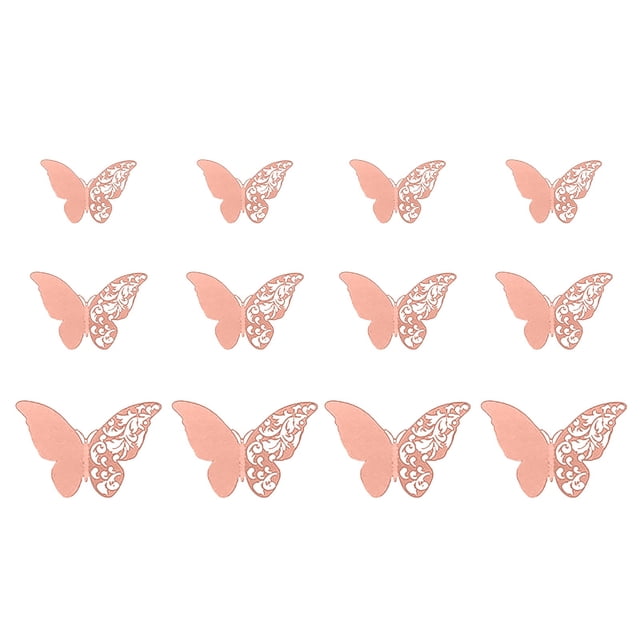 WIFKLSIIPG 3D Three Dimensionals Hollow Pearl Paper Butterfly Wall Sticker