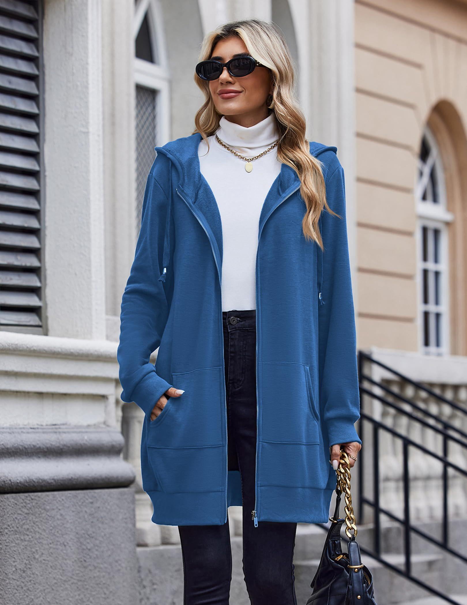 Zeagoo Women's Zip Up Hoodies Long Fleece Tunic Sweatshirts Casual Oversized Fall Coats Trendy Winter Hoodie