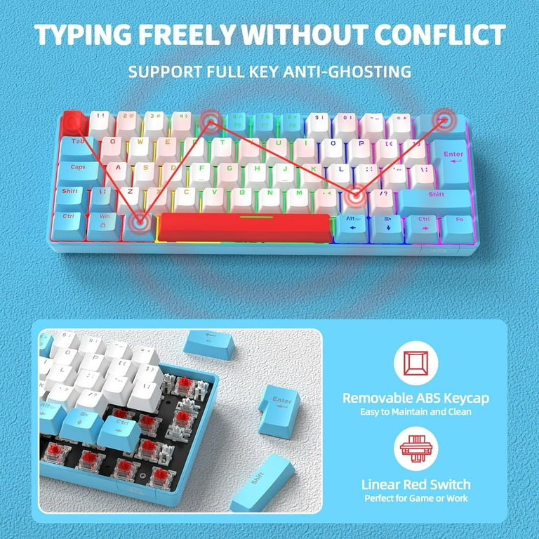 ZIYOU LANG T60 Wired 60% TKL Mechanical Gaming Keyboard with Led