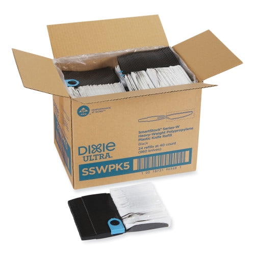 Dixie SmartStock Wrapped Heavy-Weight Cutlery Refill, Knife, Black, 960/Carton, Each
