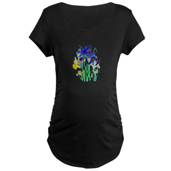CafePress - Blue And Yellow Iris By Lou Maternity Dark T Shirt - Maternity Dark T-Shirt
