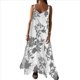 thumbnail image 3 of Vestido Maxi de Verano para Mujer, con Tirantes Finos, Sin Mangas, Cuello en V, Estilo Bohemio, Floral, para Vacaciones, Gris, Talla L, 3 of 10