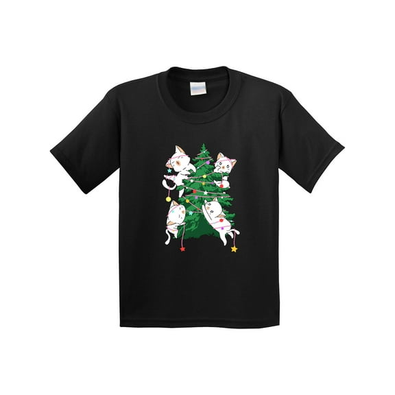 Inktastic Kawaii Cats Christmas Tree Youth T-Shirt