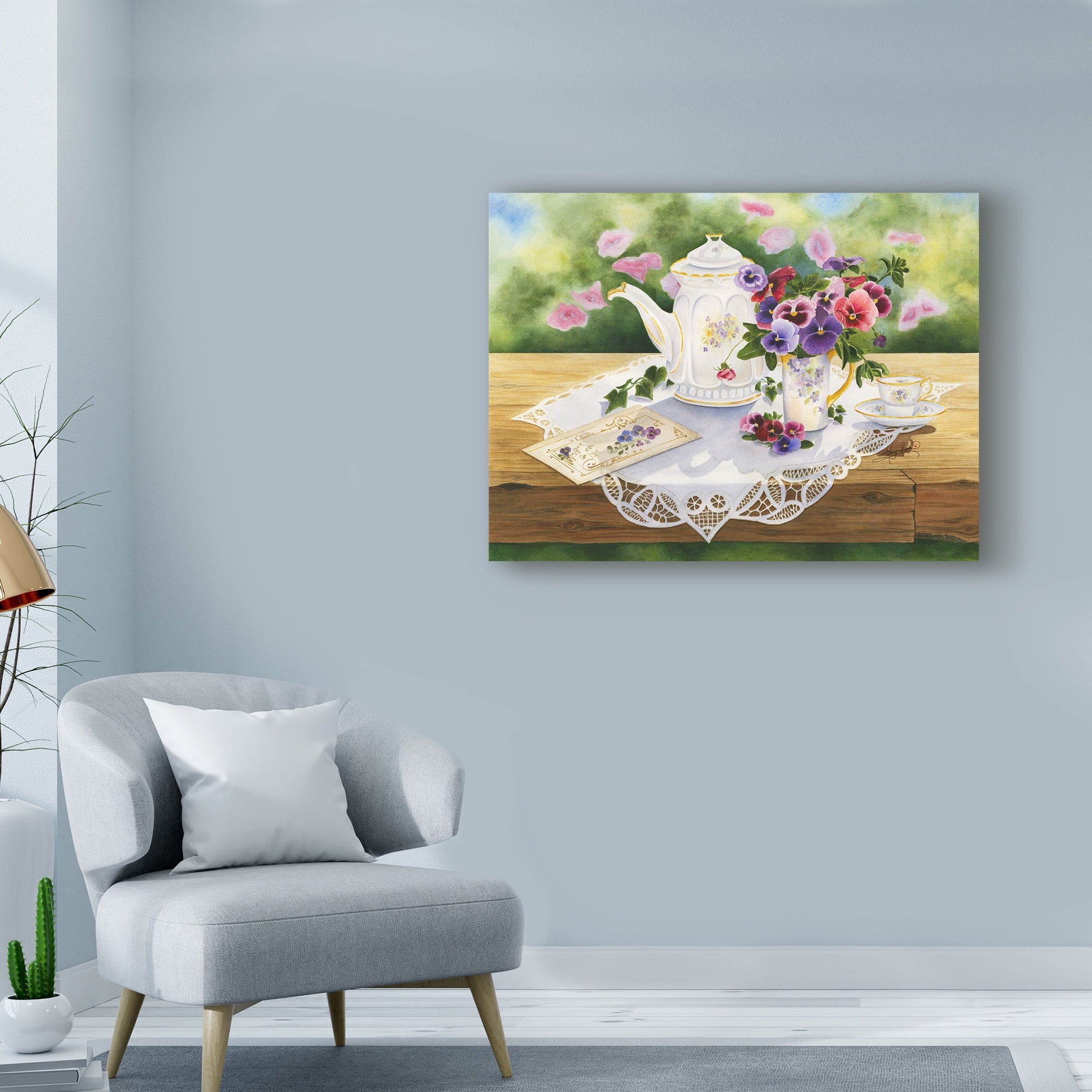 Trademark Fine Art 'Victorian Tea In The Garden' Canvas Art by Mary Irwin