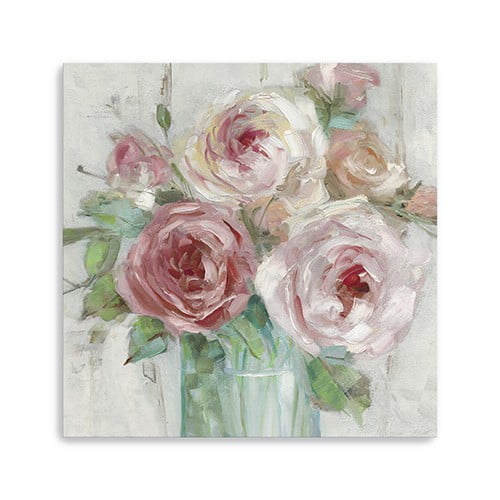 homeroots home decor 398898 30" x 30" Watercolor Soft Pastel Peonies Bouquet Canvas Wall Art