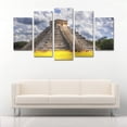 thumbnail image 2 of uego de Cuadros Decorativos, Pirámide de Chichén Itzá, Estilo Histórico, 5 Piezas, Ideal para Sala y Estudio, 150x80cm, 2 of 5